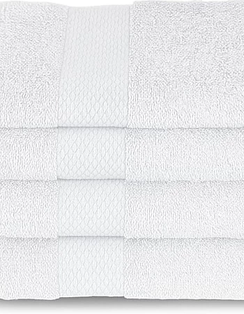 Burak Tekstil Cotton Towel Set, 4 Pieces,Ultra Soft, Highly Absorbent Face Towel 30 x 30 cm (White, 4 Face Towels (30 x 30))