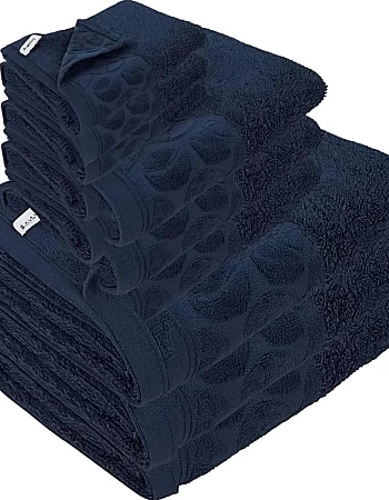 Burak Tekstil Egyptian Cotton Towel Set, 6-Piece, 2 Bath Towels, 2 Hand Towels, 2 Face Towels, Ultra Soft, Highly Absorbent (Navy Blue)