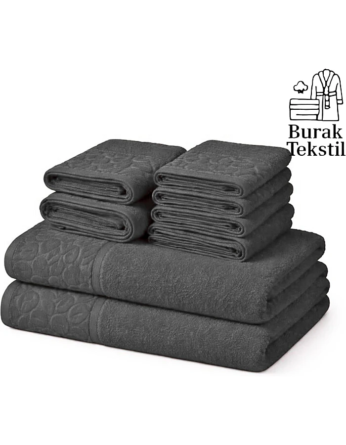 Burak Tekstil Egyptian Cotton Towel Set, 8-Piece, 2 Bath, 2 Hand, 4 Face, Ultra Soft, Highly Absorbent (Gray)