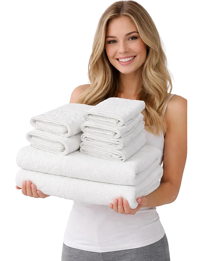 Burak Tekstil Egyptian Cotton Towel Set, 8-Piece, 2 Bath, 2 Hand, 4 Face, Ultra Soft, Highly Absorbent (Gray)