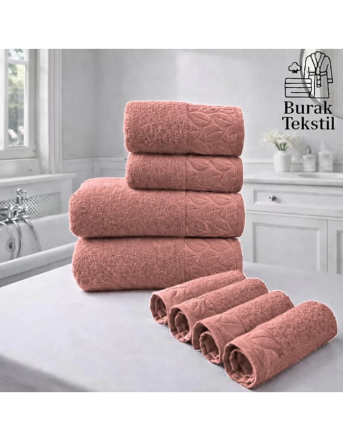 Burak Tekstil Egyptian Cotton Towel Set, 8-Piece, 2 Bath, 2 Hand, 4 Face, Ultra Soft, Highly Absorbent (Kashmere)
