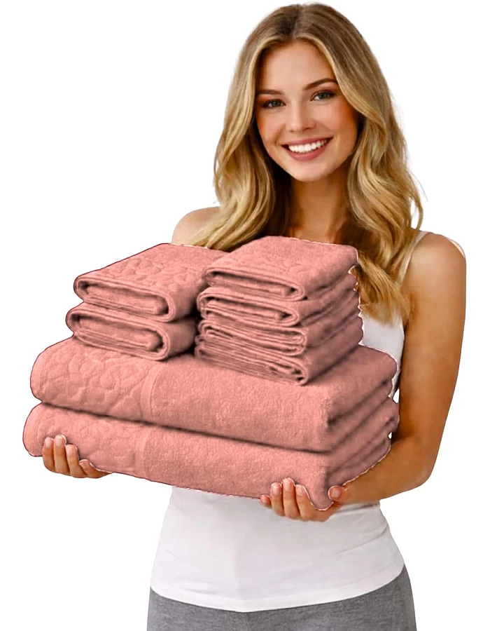 Burak Tekstil Egyptian Cotton Towel Set, 8-Piece, 2 Bath, 2 Hand, 4 Face, Ultra Soft, Highly Absorbent (Kashmere)