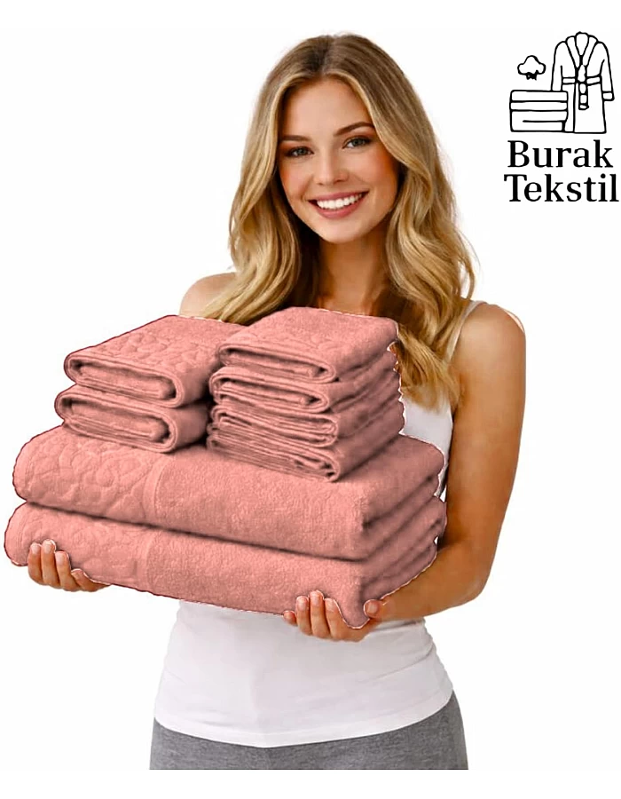 Burak Tekstil Egyptian Cotton Towel Set, 8-Piece, 2 Bath, 2 Hand, 4 Face, Ultra Soft, Highly Absorbent (Kashmere)