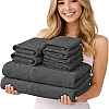 Burak Tekstil Egyptian Cotton Towel Set, 8-Piece, 2 Bath, 2 Hand, 4 Face, Ultra Soft, Highly Absorbent (Kashmere)