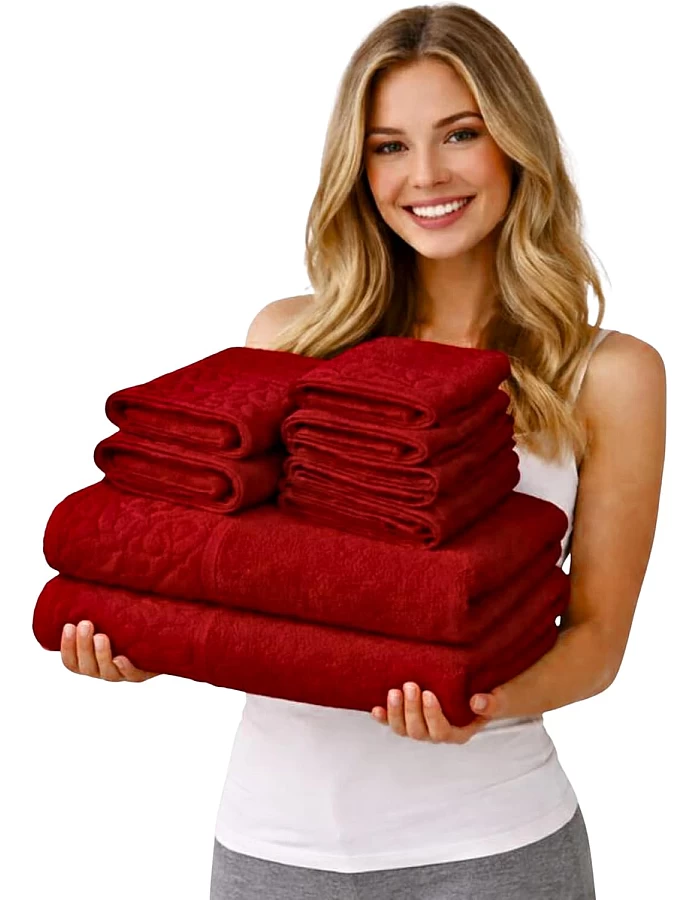 Burak Tekstil Egyptian Cotton Towel Set, 8-Piece, 2 Bath, 2 Hand, 4 Face, Ultra Soft, Highly Absorbent (Kashmere)