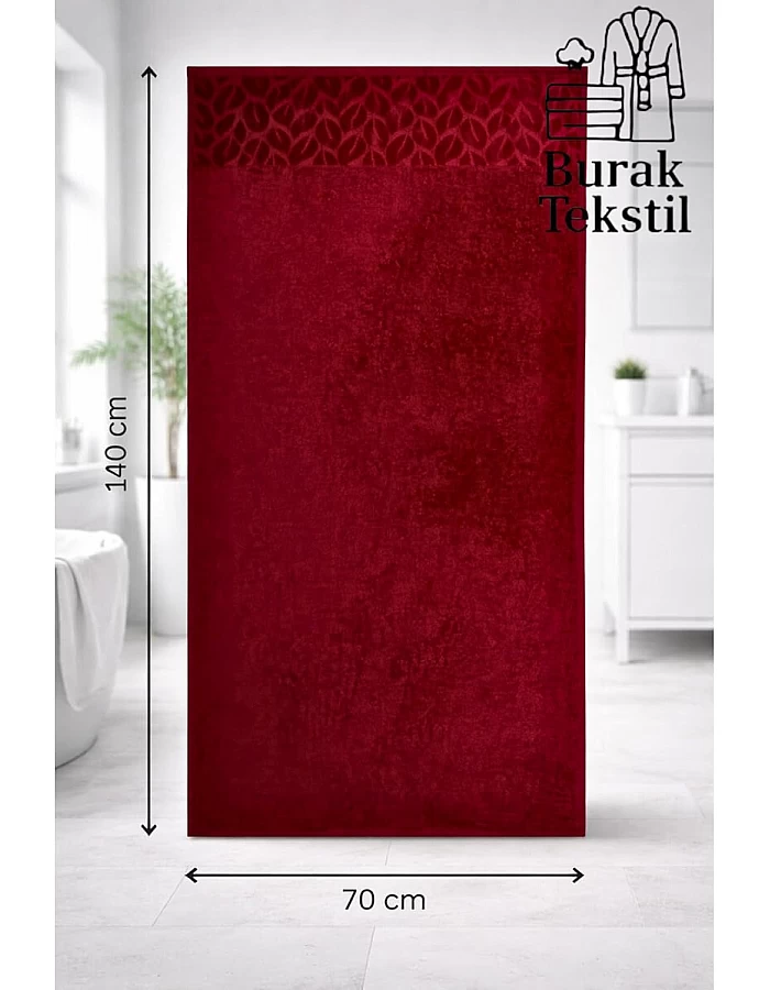 Burak Tekstil Soft Linen Luxury 1 Piece, Bath Towels (140 x 70 cm), 100% Cotton Towels. (Burn Red, 140 * 70 CM)