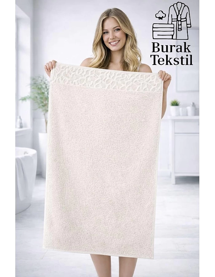 Burak Tekstil Soft Linen Luxury 1 Piece, Bath Towels (140 x 70 cm), 100% Cotton Towels. (Off-White, 140 * 70 CM)