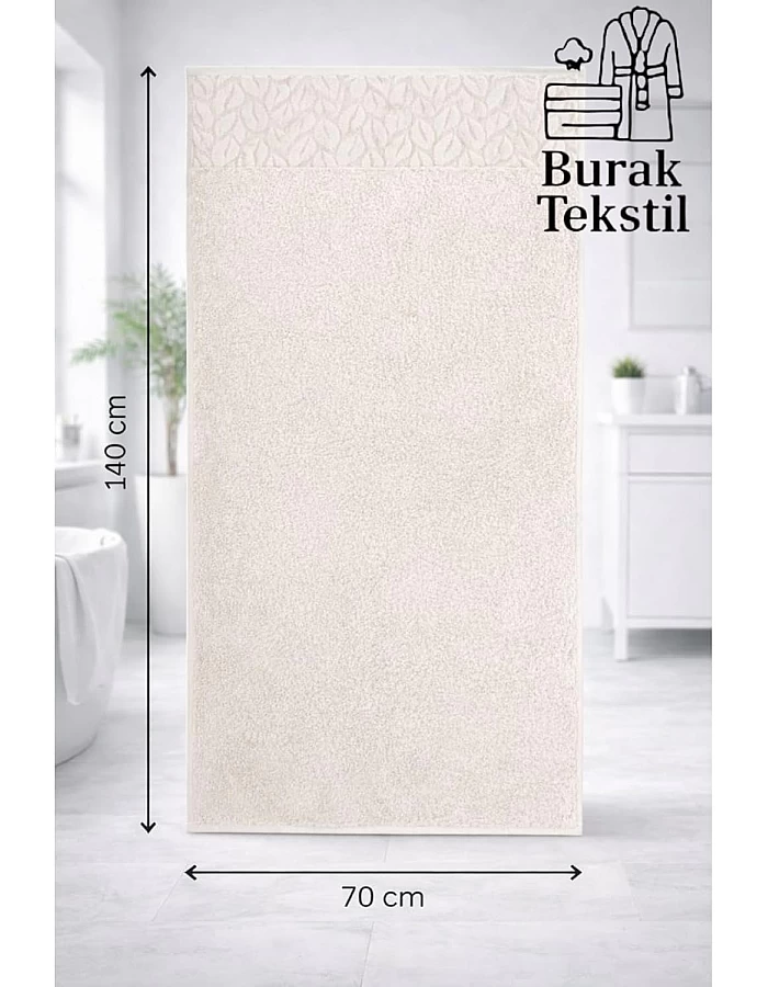 Burak Tekstil Soft Linen Luxury 1 Piece, Bath Towels (140 x 70 cm), 100% Cotton Towels. (Off-White, 140 * 70 CM)
