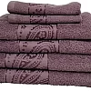 Burak Tekstil Soft Linen Luxury 6 Piece Towel Set, 2 Bath Towels 2 Hand Towels 2 Washcloths, 100% Cotton Towels for Bathroom, Towel Sets (6, Muave Model 2)