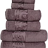 Burak Tekstil Soft Linen Luxury 6 Piece Towel Set, 2 Bath Towels 2 Hand Towels 2 Washcloths, 100% Cotton Towels for Bathroom, Towel Sets (6, Muave Model 2)