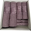 Burak Tekstil Soft Linen Luxury 6 Piece Towel Set, 2 Bath Towels 2 Hand Towels 2 Washcloths, 100% Cotton Towels for Bathroom, Towel Sets (6, Muave Model 2)