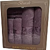 Burak Tekstil Soft Linen Luxury 6 Piece Towel Set, 2 Bath Towels 2 Hand Towels 2 Washcloths, 100% Cotton Towels for Bathroom, Towel Sets (6, Muave Model 2)