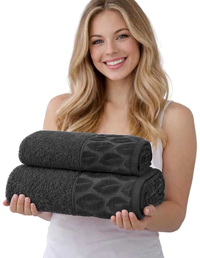 Burak Tekstil Supreme Egyptian Cotton Bath Towel Set – 2 Piece Set of 2 Large Bath Towels (140 X 70 cm), Ultra Soft, Highly Absorbent, Made in Egypt (Gray)