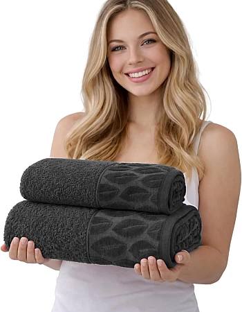 Burak Tekstil Supreme Egyptian Cotton Bath Towel Set – 2 Piece Set of 2 Large Bath Towels (140 X 70 cm), Ultra Soft, Highly Absorbent, Made in Egypt (Gray)