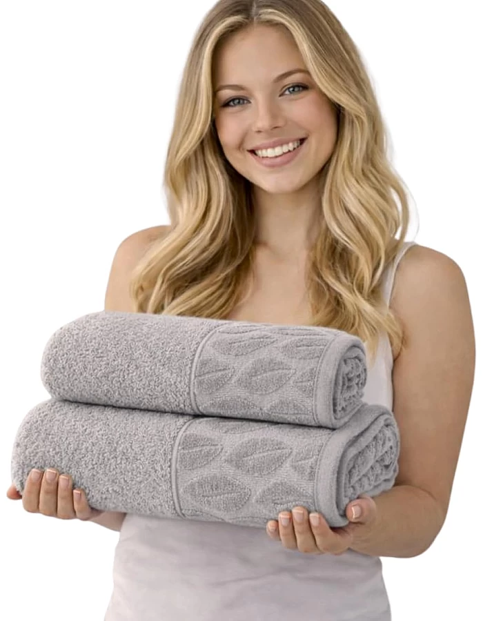 Burak Tekstil Supreme Egyptian Cotton Bath Towel Set – 2 Piece Set of 2 Large Bath Towels (140 X 70 cm), Ultra Soft, Highly Absorbent, Made in Egypt (Gray)