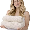 Burak Tekstil Supreme Egyptian Cotton Bath Towel Set – 2 Piece Set of 2 Large Bath Towels (140 X 70 cm), Ultra Soft, Highly Absorbent, Made in Egypt (Beige)