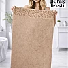 Burak Tekstil Supreme Egyptian Cotton Bath Towel Set – 2 Piece Set of 2 Large Bath Towels (140 X 70 cm), Ultra Soft, Highly Absorbent, Made in Egypt (Beige)