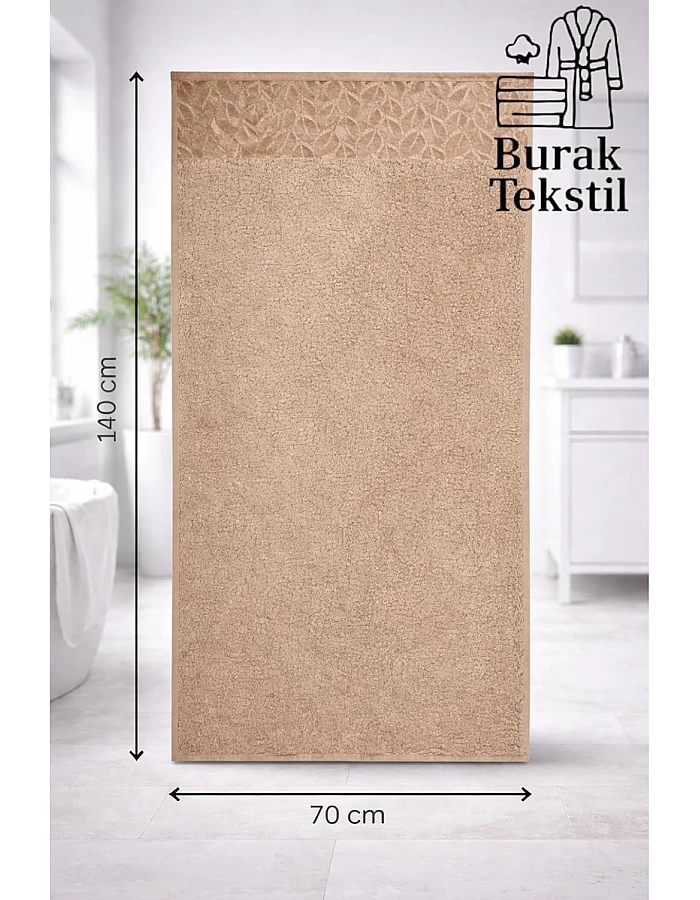 Burak Tekstil Supreme Egyptian Cotton Bath Towel Set – 2 Piece Set of 2 Large Bath Towels (140 X 70 cm), Ultra Soft, Highly Absorbent, Made in Egypt (Beige)