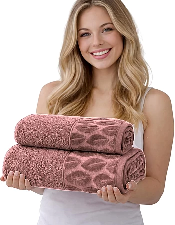 Burak Tekstil Supreme Egyptian Cotton Bath Towel Set – 2 Piece Set of 2 Large Bath Towels (140 X 70 cm), Ultra Soft, Highly Absorbent, Made in Egypt (Kashmere)