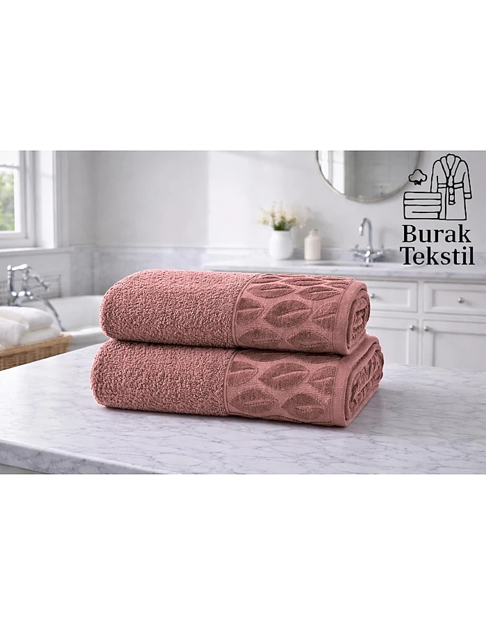 Burak Tekstil Supreme Egyptian Cotton Bath Towel Set – 2 Piece Set of 2 Large Bath Towels (140 X 70 cm), Ultra Soft, Highly Absorbent, Made in Egypt (Kashmere)