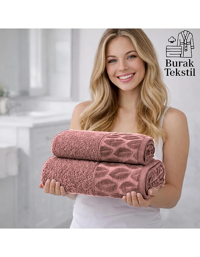 Burak Tekstil Supreme Egyptian Cotton Bath Towel Set – 2 Piece Set of 2 Large Bath Towels (140 X 70 cm), Ultra Soft, Highly Absorbent, Made in Egypt (Kashmere)