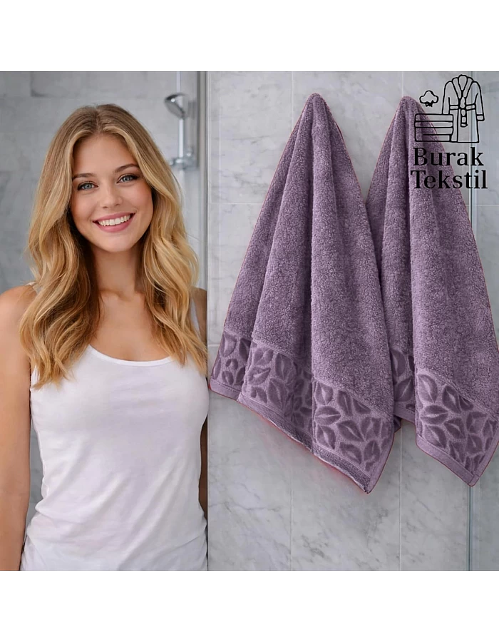 Burak Tekstil Supreme Egyptian Cotton Bath Towel Set – 2 Piece Set of 2 Large Bath Towels (140 X 70 cm), Ultra Soft, Highly Absorbent, Made in Egypt (Mauve)