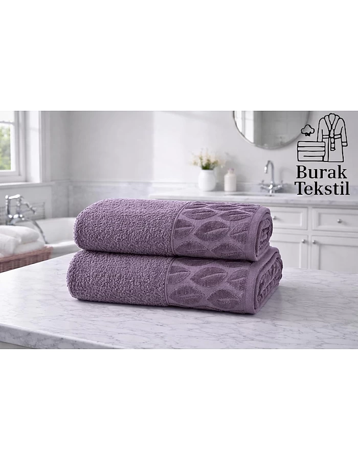 Burak Tekstil Supreme Egyptian Cotton Bath Towel Set – 2 Piece Set of 2 Large Bath Towels (140 X 70 cm), Ultra Soft, Highly Absorbent, Made in Egypt (Mauve)