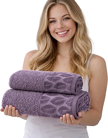 Burak Tekstil Supreme Egyptian Cotton Bath Towel Set – 2 Piece Set of 2 Large Bath Towels (140 X 70 cm), Ultra Soft, Highly Absorbent, Made in Egypt (Mauve)