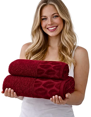 Burak Tekstil Supreme Egyptian Cotton Bath Towel Set – 2 Piece Set of 2 Large Bath Towels (140 X 70 cm), Ultra Soft, Highly Absorbent, Made in Egypt (Barn Red)