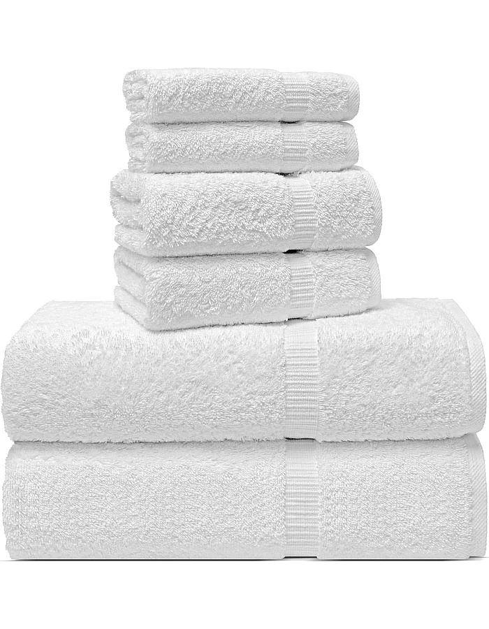 Chakir Turkish Linens 100% Cotton Premium Turkish Towels for Bathroom | 2 Bath Towels - 2 Hand Towels, 2 Washcloths (6-Piece Towel Set, White)