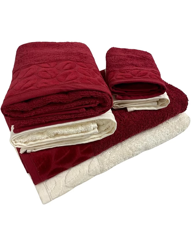 Cotton Towel Set 6-Piece, 2 Bath Towels 170x40 cm, 2 Hand Towels 100x50 cm, 2 Face Towels 30x30 cm, comfortable and highly abosrbent (Off White - Gray)
