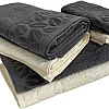 Cotton Towel Set 6-Piece, 2 Bath Towels 170x40 cm, 2 Hand Towels 100x50 cm, 2 Face Towels 30x30 cm, comfortable and highly abosrbent (Off White - Gray)