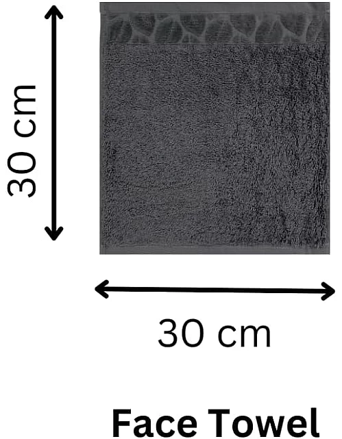 Egyptian Cotton Face Towel – 100% Pure Cotton, From Sol Suave, 1-Piece Set, Soft & Absorbent, Leaf Jacquard Border (Grey, FaceTowel (30 * 30 CM))