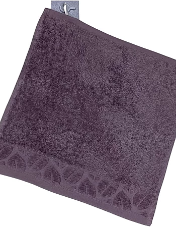 Egyptian Cotton Face Towel – 100% Pure Cotton, From Sol Suave, 1-Piece Set, Soft & Absorbent, Leaf Jacquard Border (Mauve, FaceTowel (30 * 30 CM))