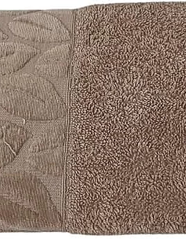 Egyptian Cotton Hand Towel from Sol Suave, 100% Cotton, Multiple Sizes and Colours, Set of 1, with leaf jacquard border (Beige, Hand Towel (50 * 100 CM))