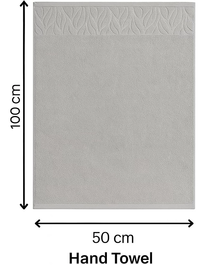 Egyptian Cotton Hand Towel from Sol Suave, 100% Cotton, Multiple Sizes and Colours, Set of 1, with leaf jacquard border (Silver, Hand Towel (50 * 100 CM))