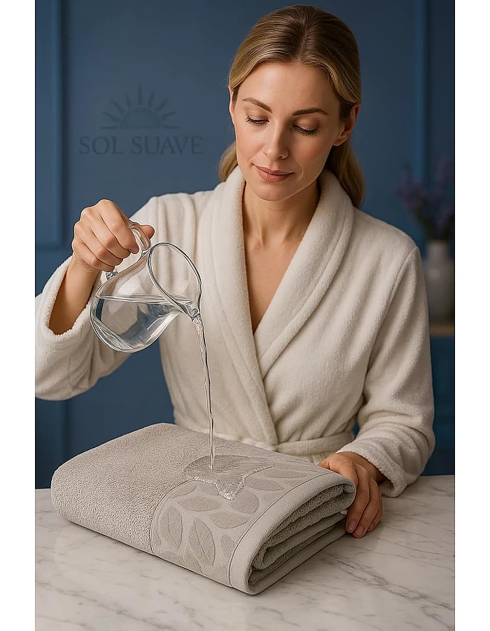 Egyptian Cotton Hand Towel from Sol Suave, 100% Cotton, Multiple Sizes and Colours, Set of 1, with leaf jacquard border (Silver, Hand Towel (50 * 100 CM))