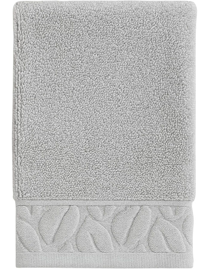 Egyptian Cotton Hand Towel from Sol Suave, 100% Cotton, Multiple Sizes and Colours, Set of 1, with leaf jacquard border (Silver, Hand Towel (50 * 100 CM))