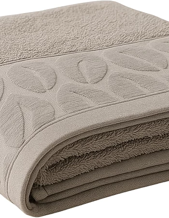 Egyptian Cotton Hand Towel from Sol Suave, 100% Cotton, Multiple Sizes and Colours, Set of 1, with leaf jacquard border (Silver, Hand Towel (50 * 100 CM))