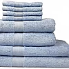Home of Linen – Move In Bundle (8 Pieces) – 4 Face (33x33 cm), 2 Hand (50x100 cm), 2 Bath (70x140 cm) – 100% Egyptian Cotton – 600 GSM – Baby Blue