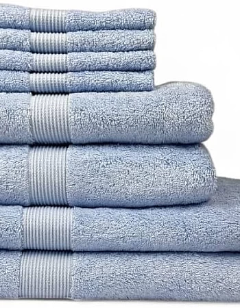 Home of Linen – Move In Bundle (8 Pieces) – 4 Face (33x33 cm), 2 Hand (50x100 cm), 2 Bath (70x140 cm) – 100% Egyptian Cotton – 600 GSM – Baby Blue