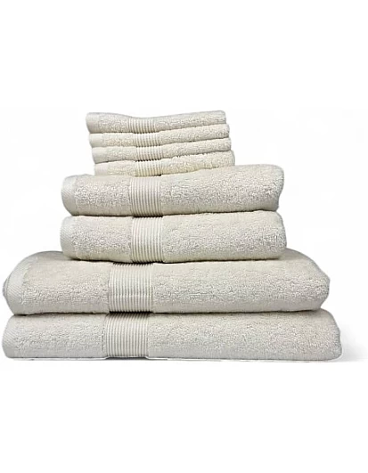 Home of Linen – Move In Bundle (8 Pieces) – 4 Face (33x33 cm), 2 Hand (50x100 cm), 2 Bath (70x140 cm) – 100% Egyptian Cotton – 600 GSM – Baby Blue