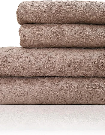 Premium Quality Cotton Bath Towel Set, Pack of 4 Pieces (Different Sizes), Ribbed Design Ultra Soft and Highly Absorbent Towels, Ideal for Hotel, Spa and Everyday Bathroom Use (Beige)