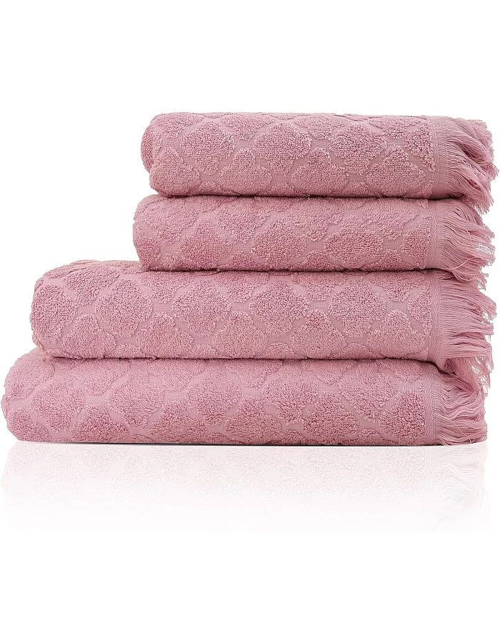Premium Quality Cotton Bath Towel Set, Pack of 4 Pieces (Different Sizes), Ribbed Design Ultra Soft and Highly Absorbent Towels, Ideal for Hotel, Spa and Everyday Bathroom Use (Beige)