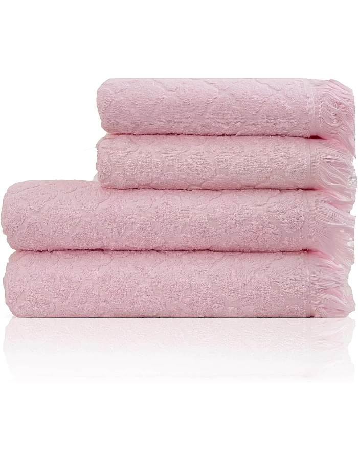 Premium Quality Cotton Bath Towel Set, Pack of 4 Pieces (Different Sizes), Ribbed Design Ultra Soft and Highly Absorbent Towels, Ideal for Hotel, Spa and Everyday Bathroom Use (Beige)