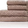 Premium Quality Cotton Bath Towel Set, Pack of 4 Pieces (Different Sizes), Ribbed Design Ultra Soft and Highly Absorbent Towels, Ideal for Hotel, Spa and Everyday Bathroom Use (Beige)