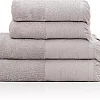 Premium Quality Cotton Bath Towel Set, Pack of 4 Pieces (Different Sizes), Ribbed Design Ultra Soft and Highly Absorbent Towels, Ideal for Hotel, Spa and Everyday Bathroom Use (Silver)