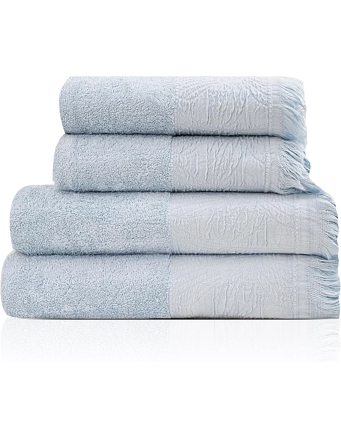 Premium Quality Cotton Bath Towel Set, Pack of 4 Pieces (Different Sizes), Ribbed Design Ultra Soft and Highly Absorbent Towels, Ideal for Hotel, Spa and Everyday Bathroom Use (Silver)
