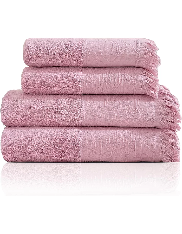 Premium Quality Cotton Bath Towel Set, Pack of 4 Pieces (Different Sizes), Ribbed Design Ultra Soft and Highly Absorbent Towels, Ideal for Hotel, Spa and Everyday Bathroom Use (Silver)