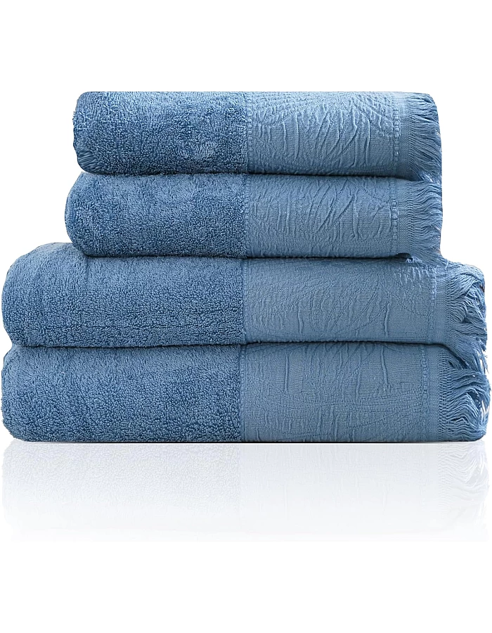 Premium Quality Cotton Bath Towel Set, Pack of 4 Pieces (Different Sizes), Ribbed Design Ultra Soft and Highly Absorbent Towels, Ideal for Hotel, Spa and Everyday Bathroom Use (Silver)